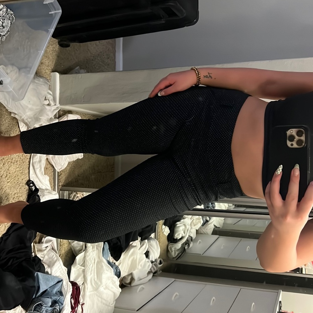 White polka dot pants